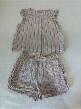 Vineyard Vines Girls' Striped Pajama Set - Pink, Green, Cream